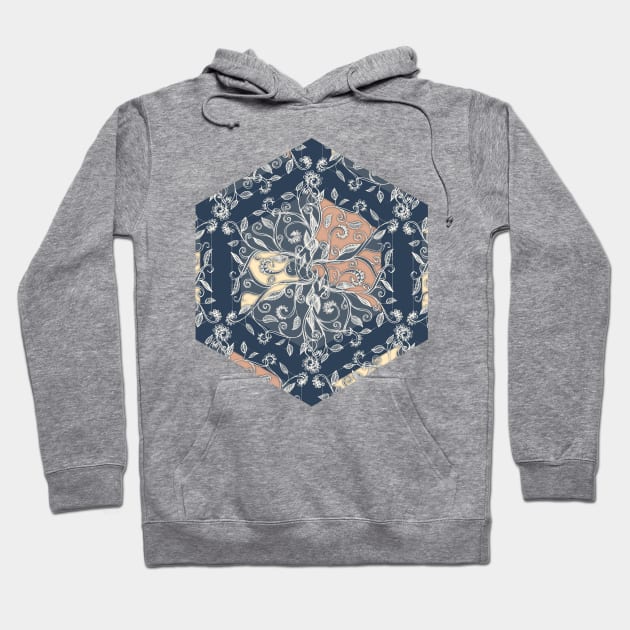 Organic Hexagon Pattern in Soft Navy & Cream Hoodie by micklyn